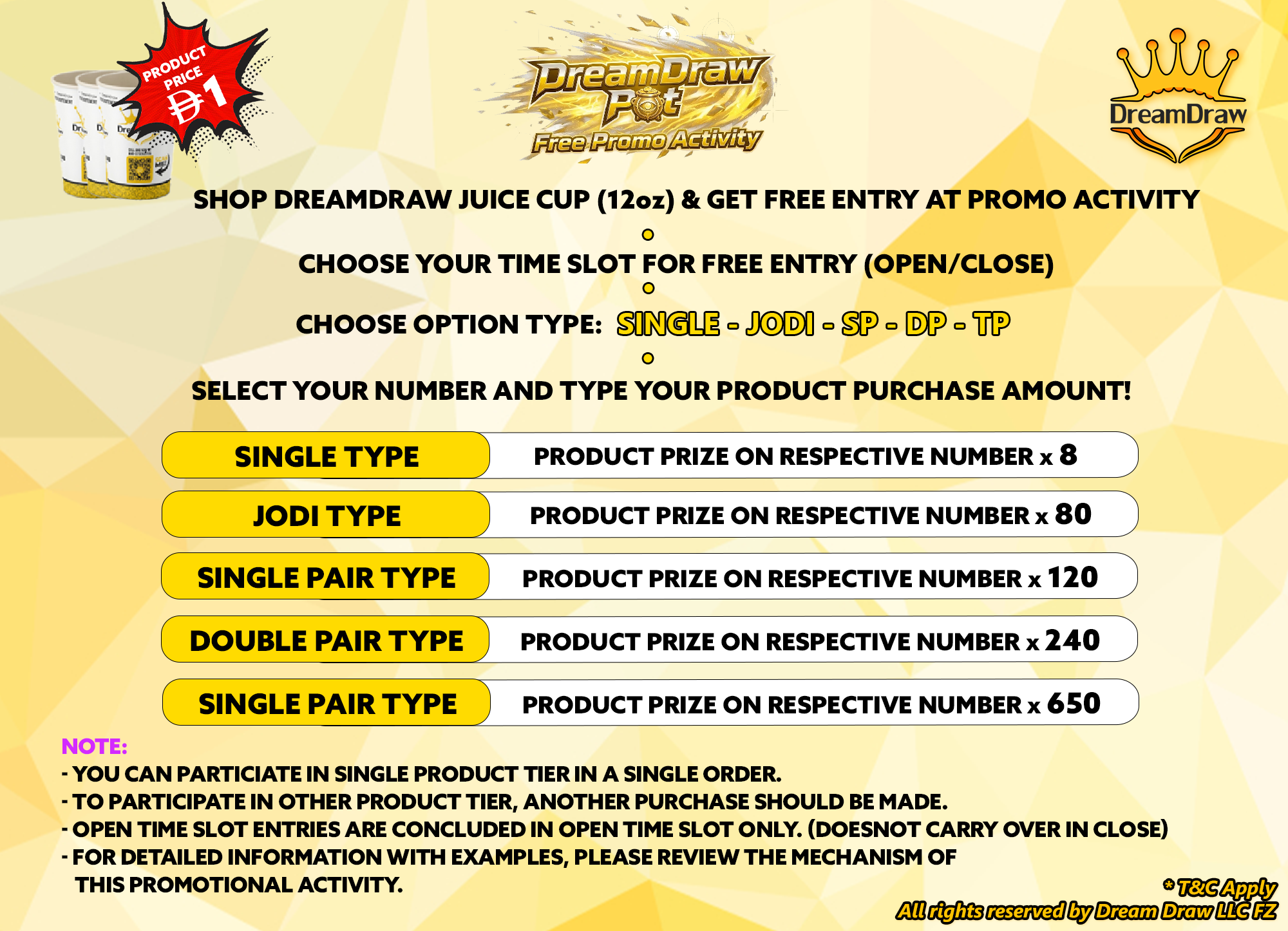 DreamDraw POT Free Promo Activity